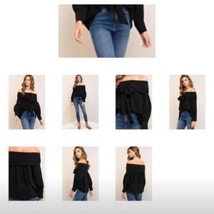 Black off shoulder unique top!